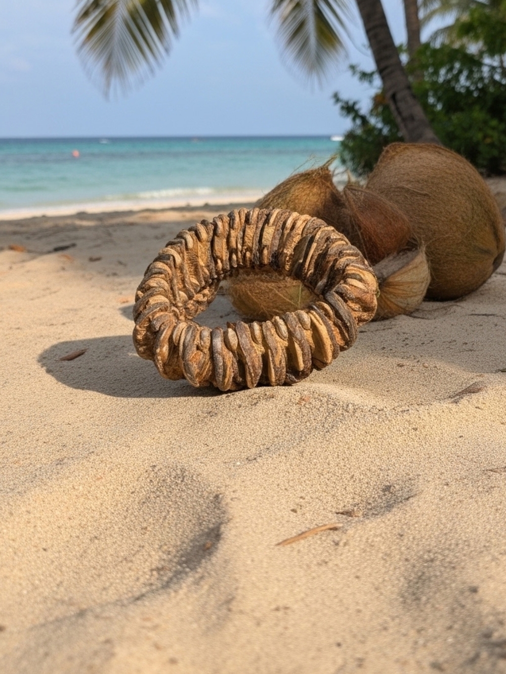 Genuine Coconut Shell Bracelet - Beachy Brown